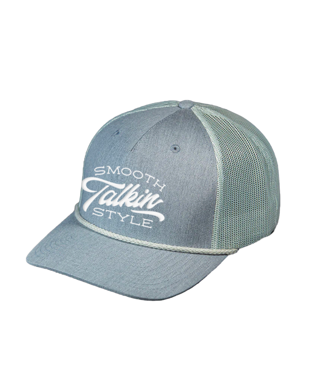light gray and white mesh cap with 'Smooth Talkin Style' text